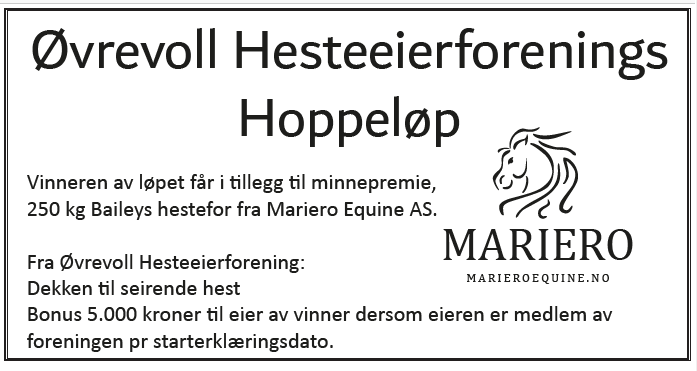 Dagens 5. løp er Øvrevoll Hesteeierforenings Hoppeløp